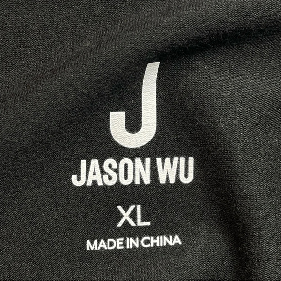 J Jason Wu Women's Top Short Sleeve Mixed Media Hi-Lo Hem Tee in Black Size XL - Picture 4 of 6